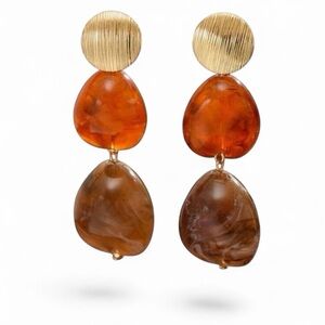 Elegant Gold and Brown Dangle Earrings